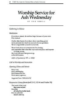 Worship Service for Ash Wednesday - baylor.edu