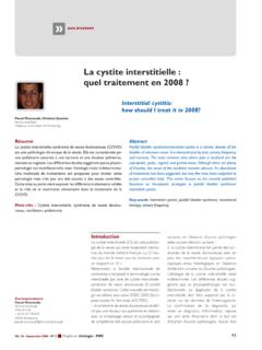 La cystite interstitielle : quel traitement en 2008