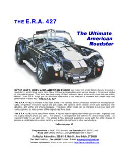 THE E.R.A. 427 - Era Replica Automobiles - Makers …