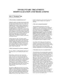 INVOLUNTARY TREATMENT: HOSPITALIZATION AND …
