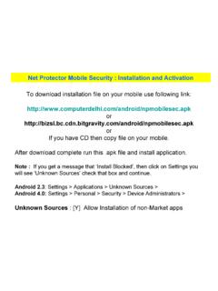 Net Protector Mobile Security : Installation and …