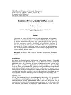 Economic Order Quantity (EOQ) Model