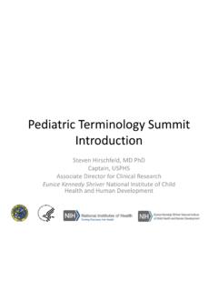 Pediatric Terminology Summit Introduction - nichd.nih.gov