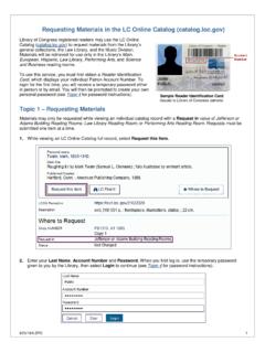 Requesting Materials in the LC Online Catalog ... - loc.gov