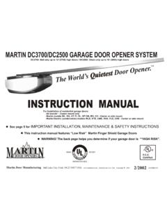 MARTIN DC3700/DC2500 GARAGE DOOR OPENER SYSTEM
