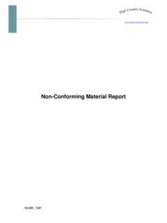 Non-Conforming Material Report