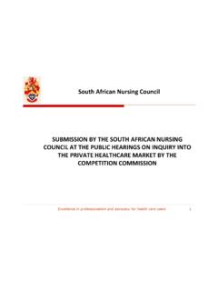 South African Nursing Council SUBMISSION BY THE …