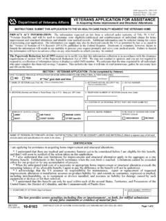 VETERANS APPLICATION FOR ASSISTANCE In …