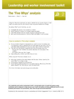 Leadership and worker involvement toolkit The ‘Five Whys ...