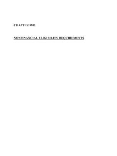 Chapter M02 - Nonfinancial Eligibility Requirements