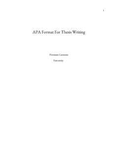 APA Format for Thesis Writing | PDF Sample