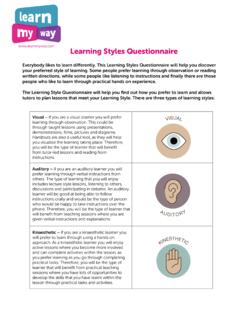 Learning styles questionnaire - Online Centres Network