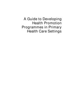 Developing Health Promotion Programmes