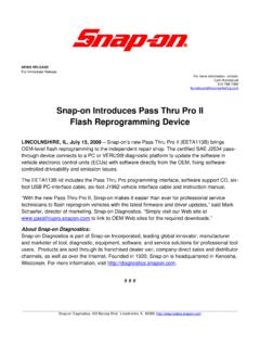 Snap-on Diagnostics - Pass Thru Pro II Flash Reprogramming ...