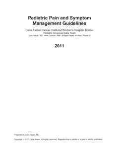 Pediatric Pain and Symptom Management Guidelines