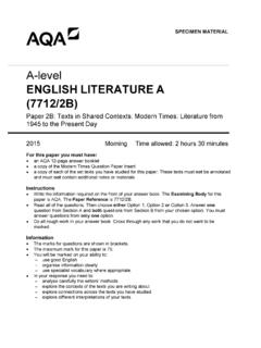 A-level ENGLISH LITERATURE A (7712/2B) - AQA