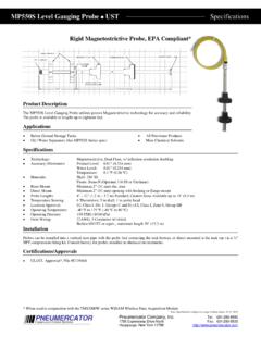 MP550S Level Gauging Probe Specifications - Pneumercator