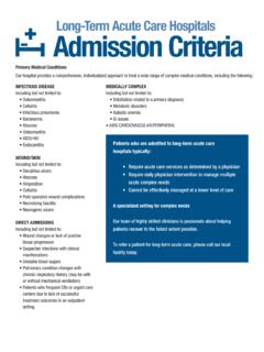 Long-Term Acute Care Hospitals Admission Criteria