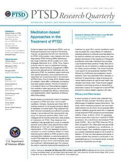Meditation-based Approaches in the Treatment of PTSD