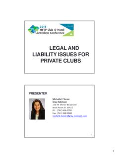 LEGAL AND LIABILITY ISSUES FOR PRIVATE CLUBS