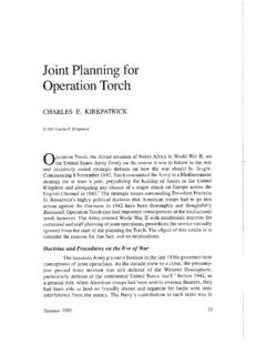 Joint Planning for Operation Torch - apps.dtic.mil