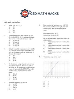 GED Math Practice Test: Continued - Test Prep Toolkit