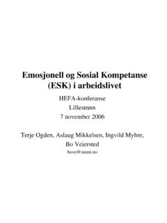 Emosjonell og Sosial Kompetanse (ESK) i arbeidslivet