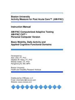 Boston University Activity Measure for Post Acute Care ...
