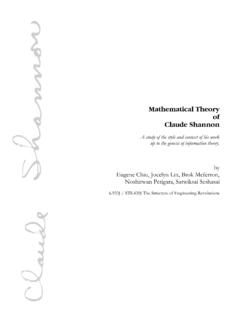 Mathematical Theory of Claude Shannon - mit.edu