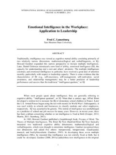 Emotional Intelligence in the Workplace: Application to ...