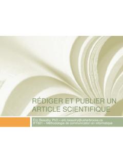 R&#201;DIGER ET PUBLIER UN ARTICLE SCIENTIFIQUE