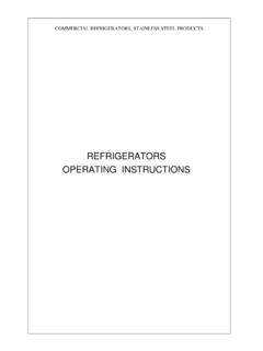 REFRIGERATORS OPERATING INSTRUCTIONS - MPS Wholesale