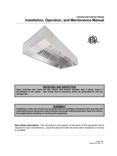 Commercial Kitchen Hoods Installation, Operation, and ...