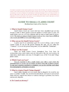 GUIDE TO SMALL CLAIMS COURT - Rural Law …