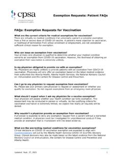 Exemption Requests: Patient FAQs FAQs: Exemption Requests ...