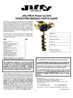 Jiffy PRO4 Power Ice Drill OPERATING MANUAL/PARTS …