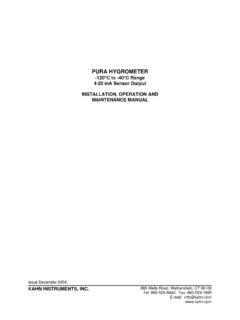 PURAHygrometer -120 to -40 4-20ma Manual