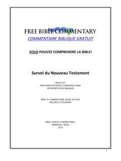 COMMENTAIRE BIBLIQUE GRATUIT - Free Bible Commentary