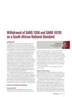 Withdrawal of SANS 1200 and SANS 10120 as a South African ...