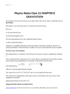 Physics Notes Class 11 CHAPTER 8 GRAVITATION