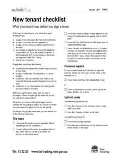 New tenant checklistFor any promises ... - NSW Fair Trading