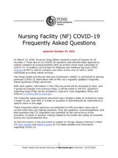 Nursing Facility COVID-19 Frequently Asked Questions