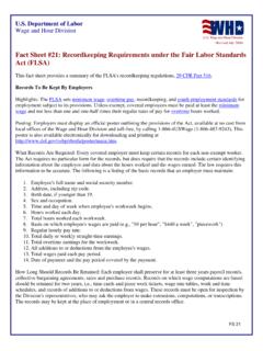 Fact Sheet #21: Recordkeeping Requirements under the Fair ...