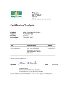 Certificate of Analysis - Megazyme
