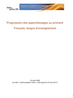 Progression des apprentissages - Fran&#231;ais, langue d ...