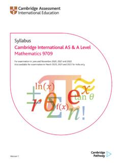 Syllabus Cambridge International AS &amp; A Level Mathematics …