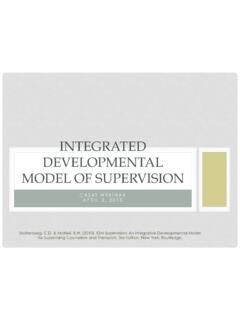 INTEGRATED DEVELOPMENTAL MODEL OF SUPERVISION