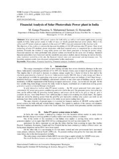 Financial Analysis of Solar Photovoltaic Power plant in India