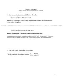Chapter 16 Worksheet 1 Buffers and the Henderson ...