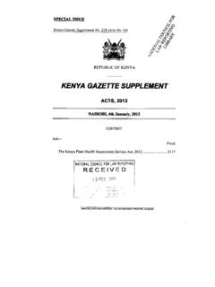 KENYA GAZETTE SUPPLEMENT - FAOLEX Database